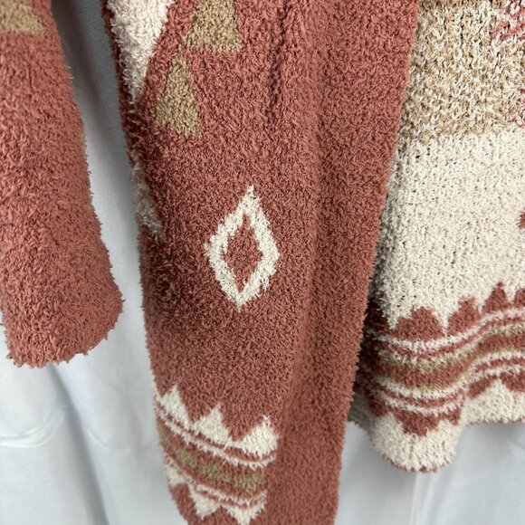 New In Womens Boho Cardigan Large Geometric Southwest Open Front Rust - Picture 2 of 10